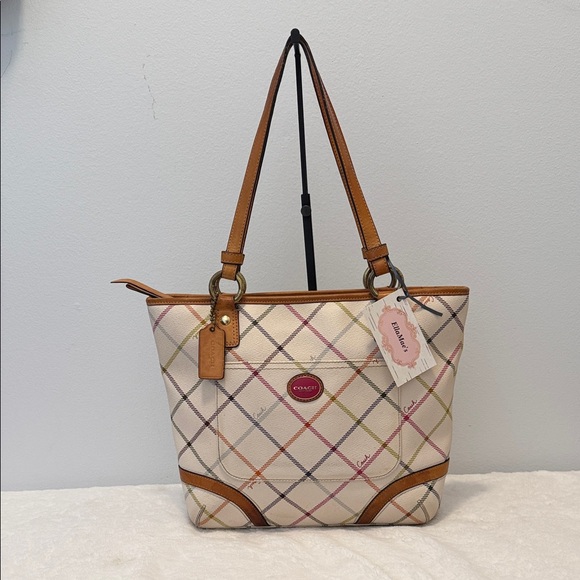 Coach Handbags - Coach Peyton Tattersall Stripe Shoulder Bag